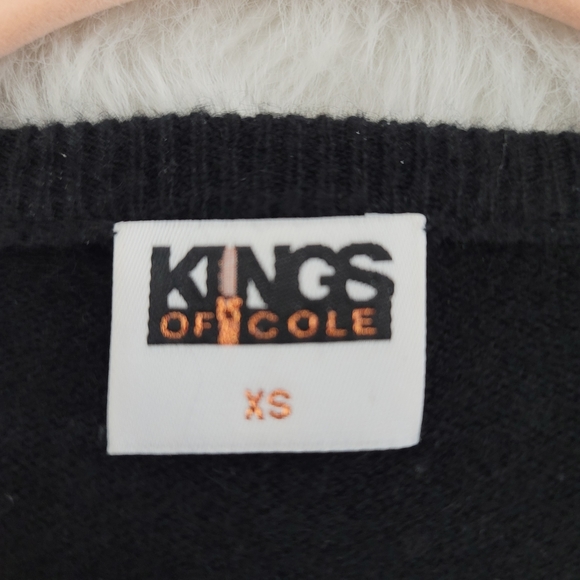 Kings Of Cole Pure Cashmere Rhinestone Skull Cardigan, Size XS - Picture 7 of 7